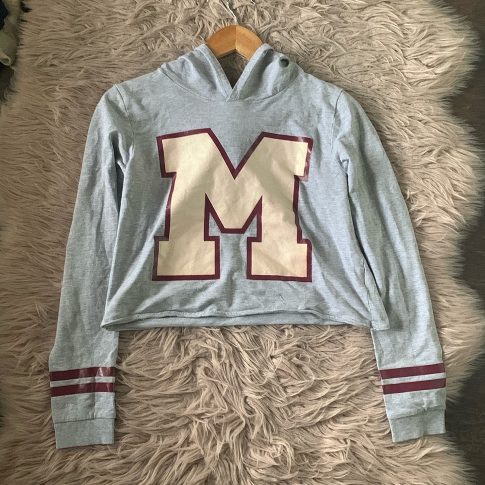 Girl's Cropped Gray Hoodie with Letter M from H&M
